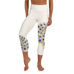 Peacock High Waist Womens Yoga Capri Leggings