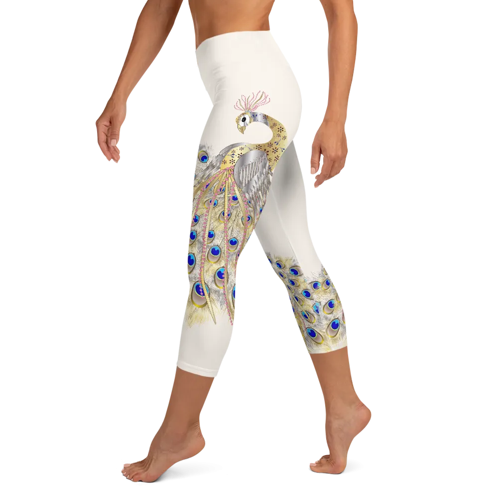 Peacock High Waist Womens Yoga Capri Leggings
