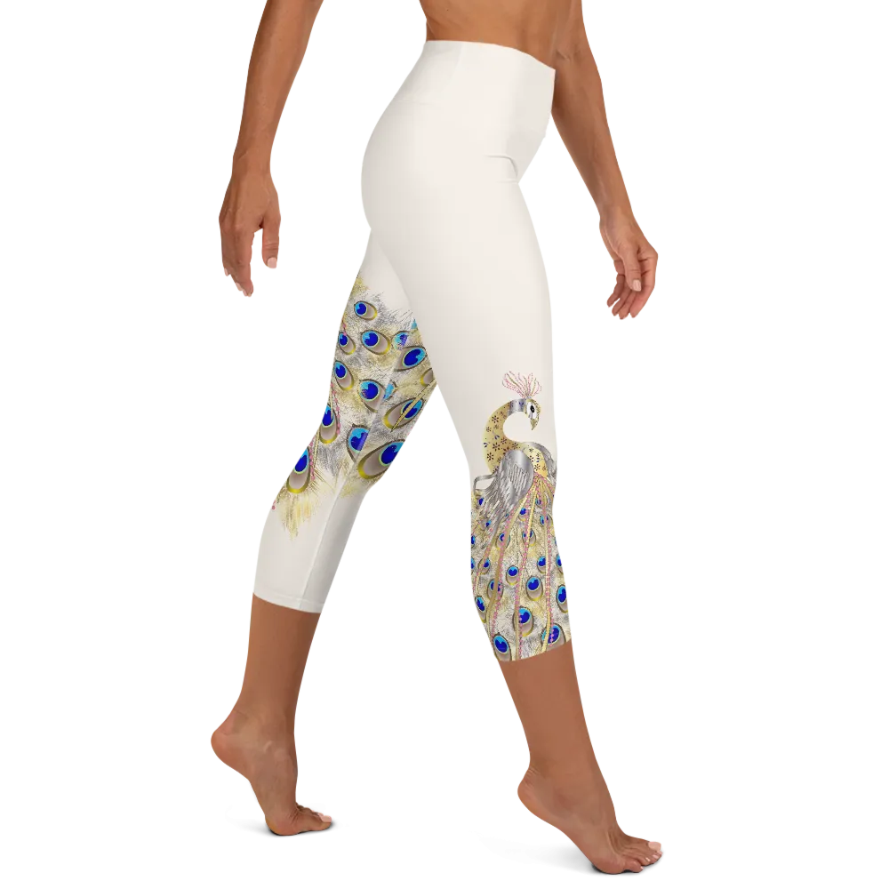 Peacock High Waist Womens Yoga Capri Leggings