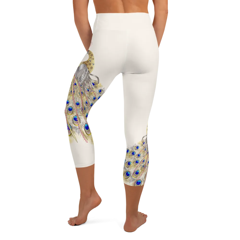 Peacock High Waist Womens Yoga Capri Leggings
