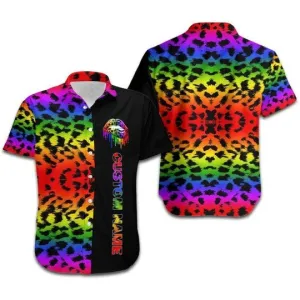Personalized Aloha Rainbow Cheetah Lgbt Hawaiian Shirt, Custom Name Gaymer Hawaiian Shirt For Pride Month