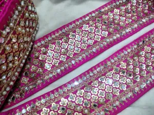 Pink Mirror & Pear Embellished Trim