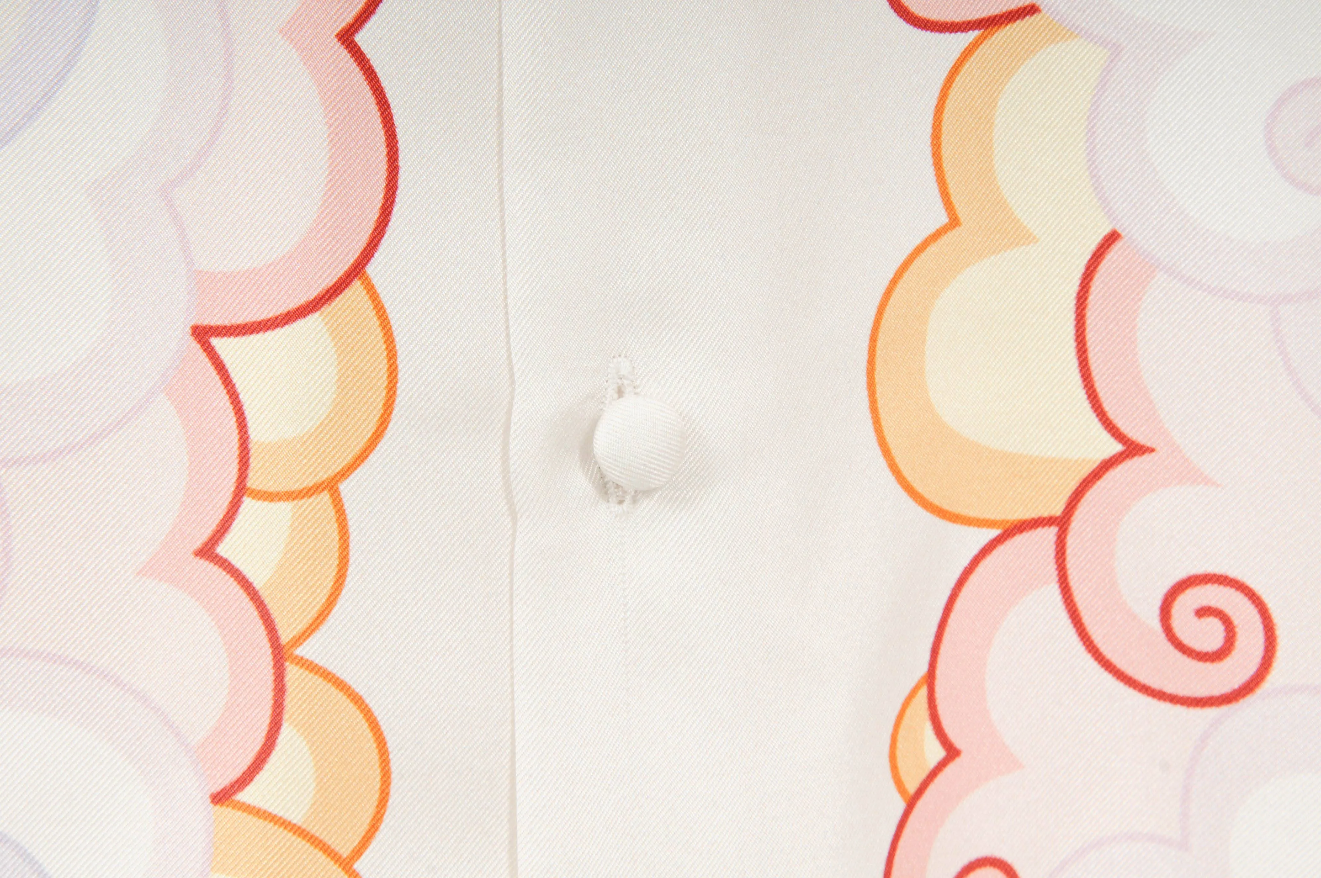 Pink Purple Orange Cloud Ocean Boat White Silk Print Shirt