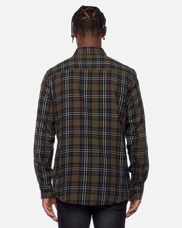 Plaid Button Down Shirt - Olive