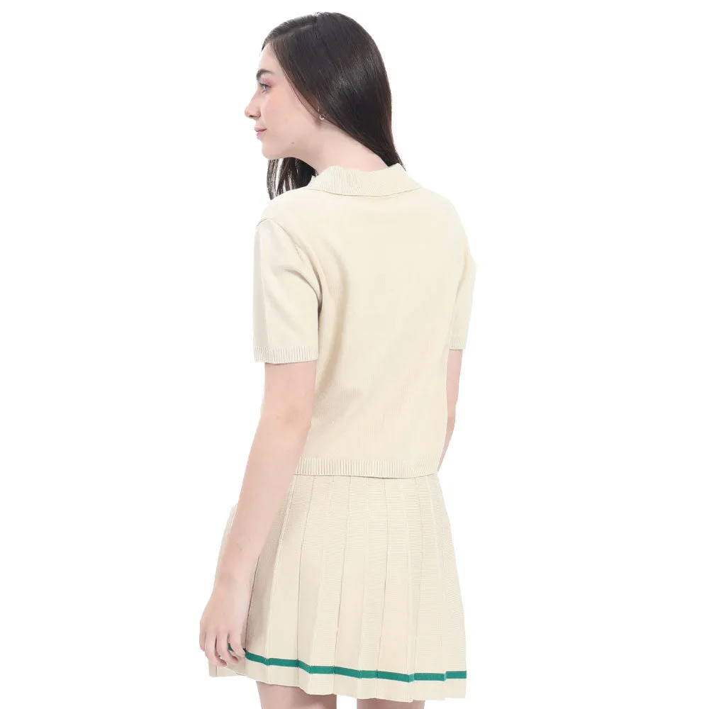 PLAYERA PARA MUJER KNIT POLO NECK & PRINTED NYD FOREVER 21