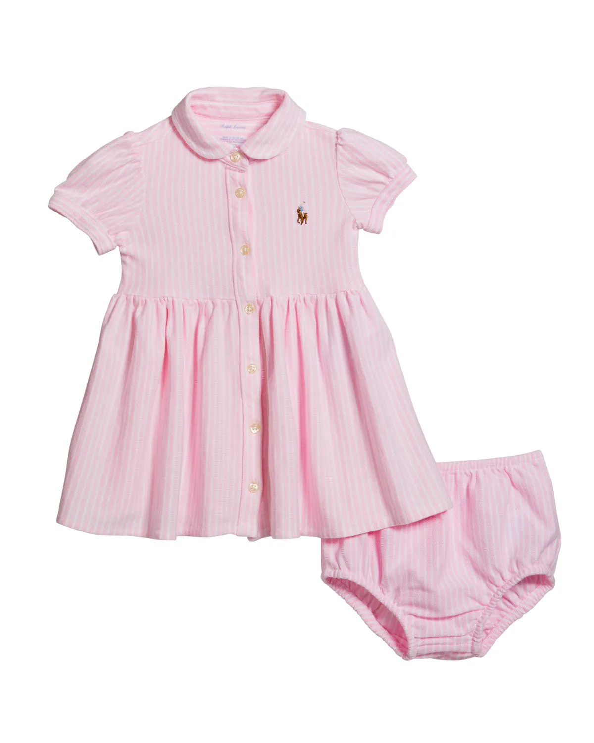 Polo Ralph Lauren Baby Girls Striped Knit Oxford Dress and Bloomers Set