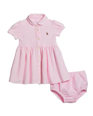 Polo Ralph Lauren Baby Girls Striped Knit Oxford Dress and Bloomers Set