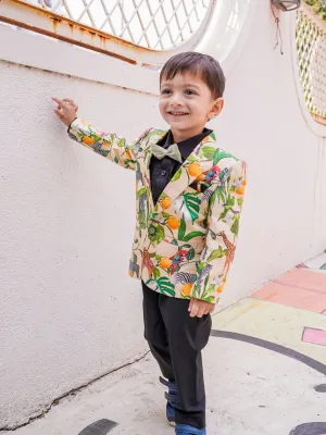 Pre-Order: African Forest Themed Printed Pure Linen Blazer Set