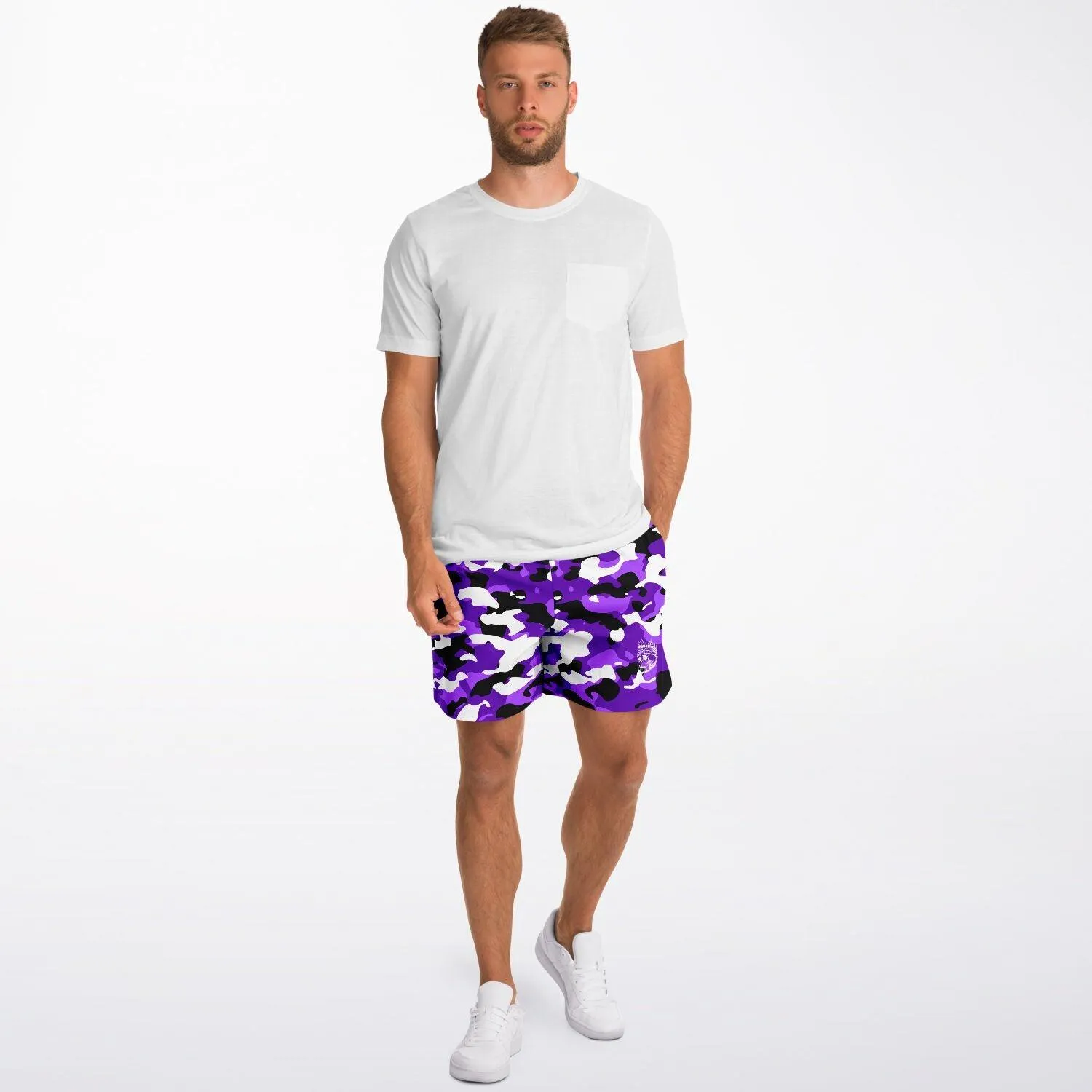 Purple Camo Mid Thigh Gym Shorts