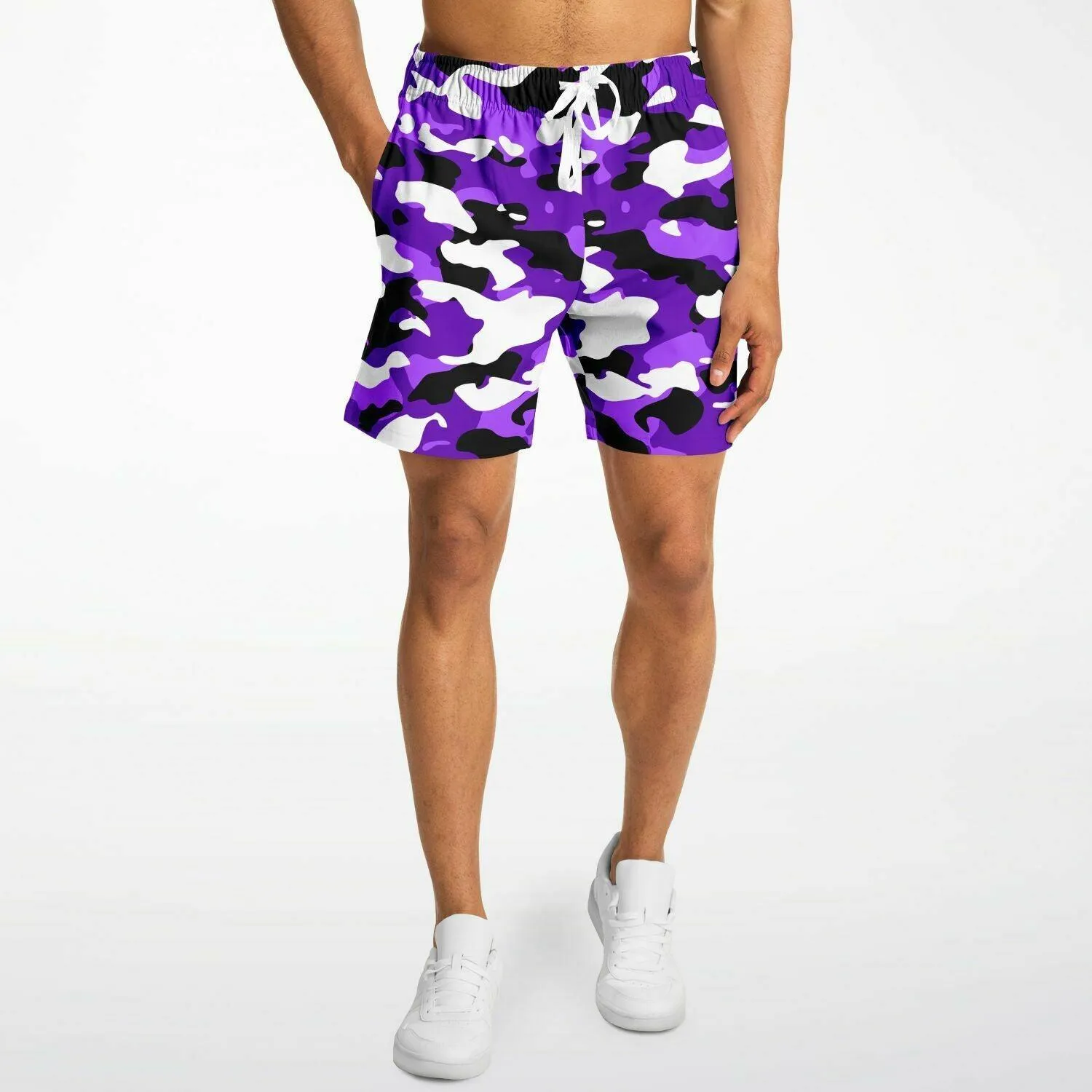 Purple Camo Mid Thigh Gym Shorts