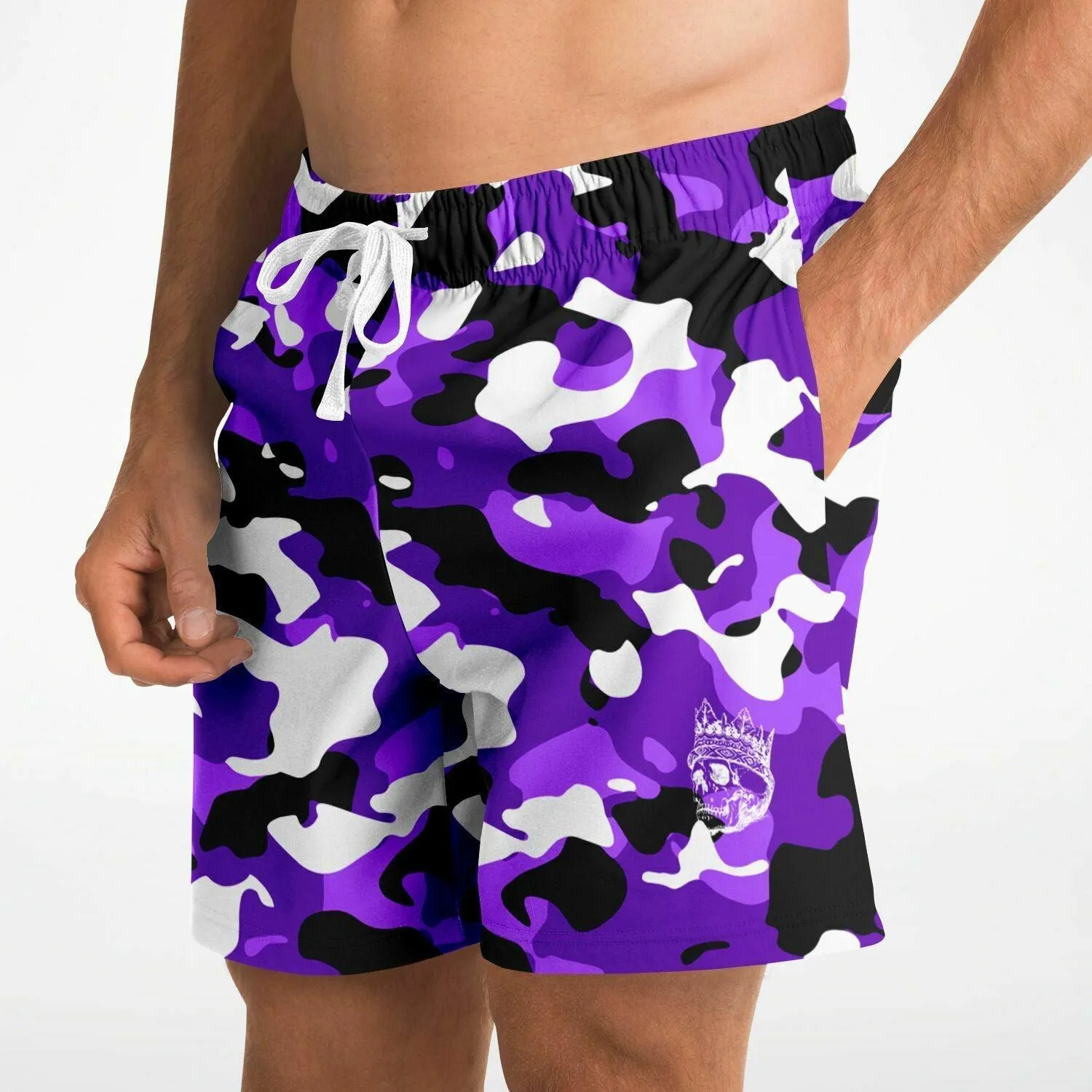 Purple Camo Mid Thigh Gym Shorts