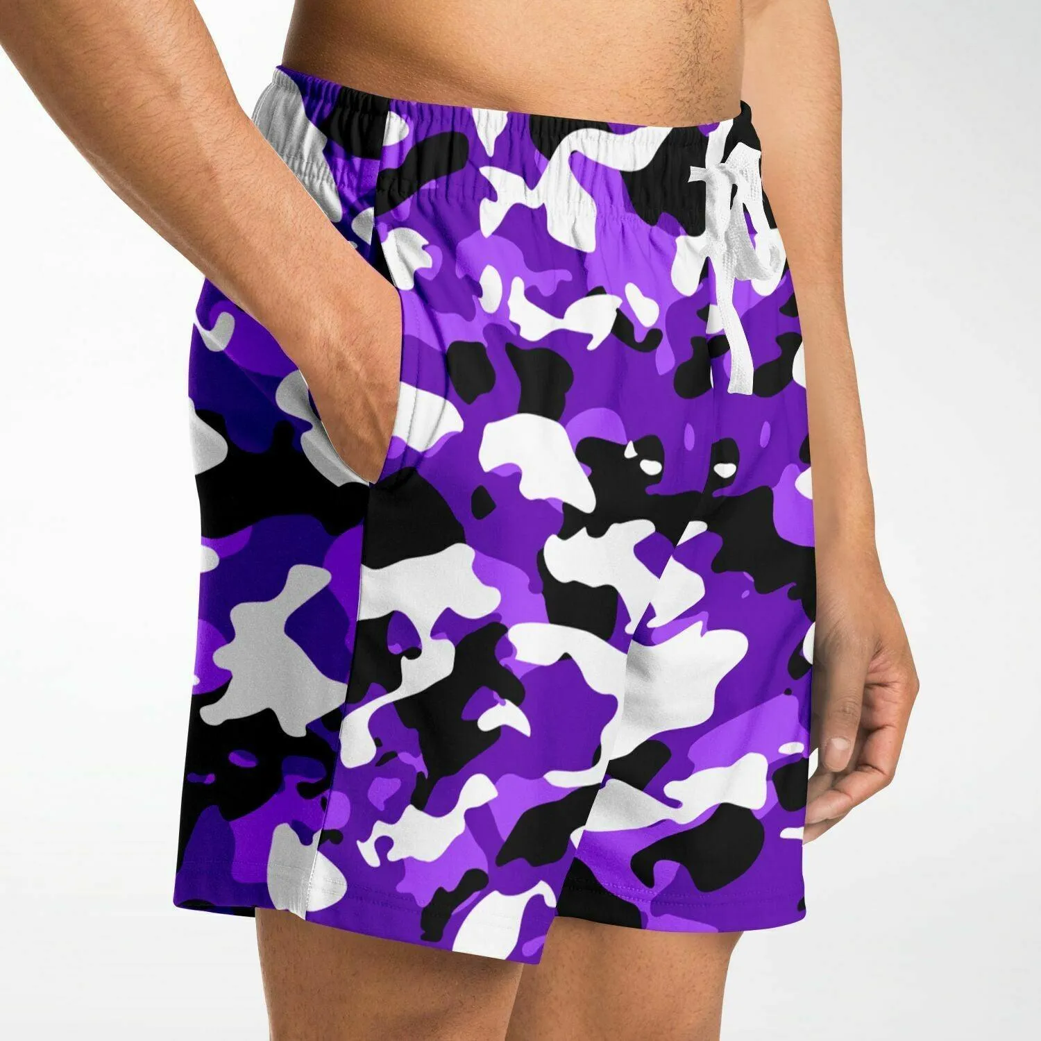 Purple Camo Mid Thigh Gym Shorts