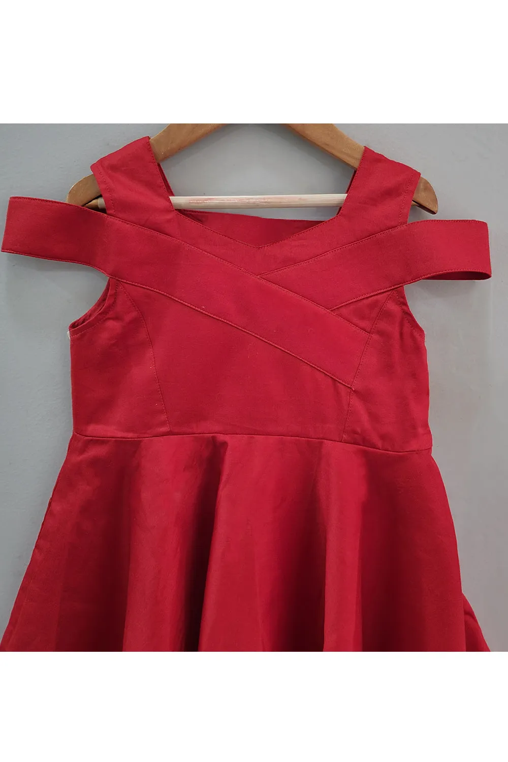 Red Cotton Sleeveless Dress