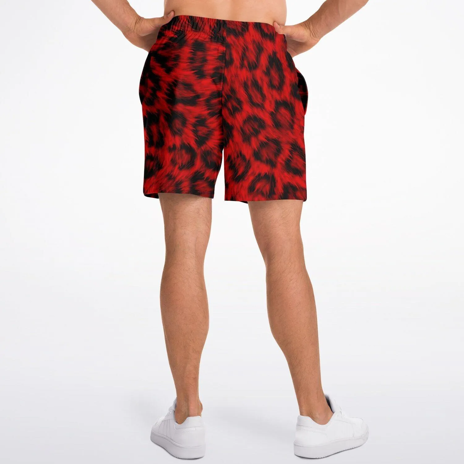 Red Leopard Print Athletic Shorts