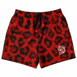 Red Leopard Print Athletic Shorts