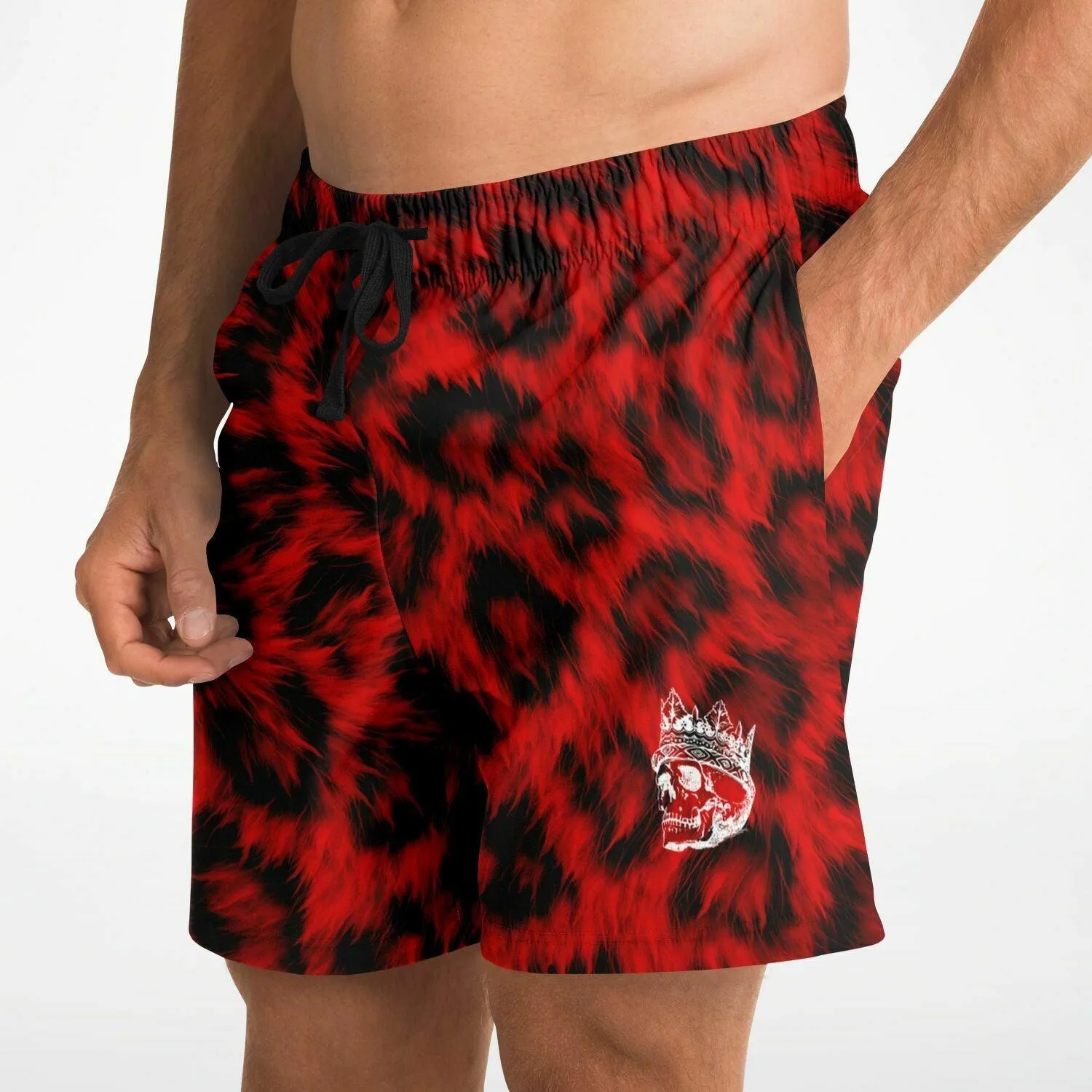 Red Leopard Print Athletic Shorts