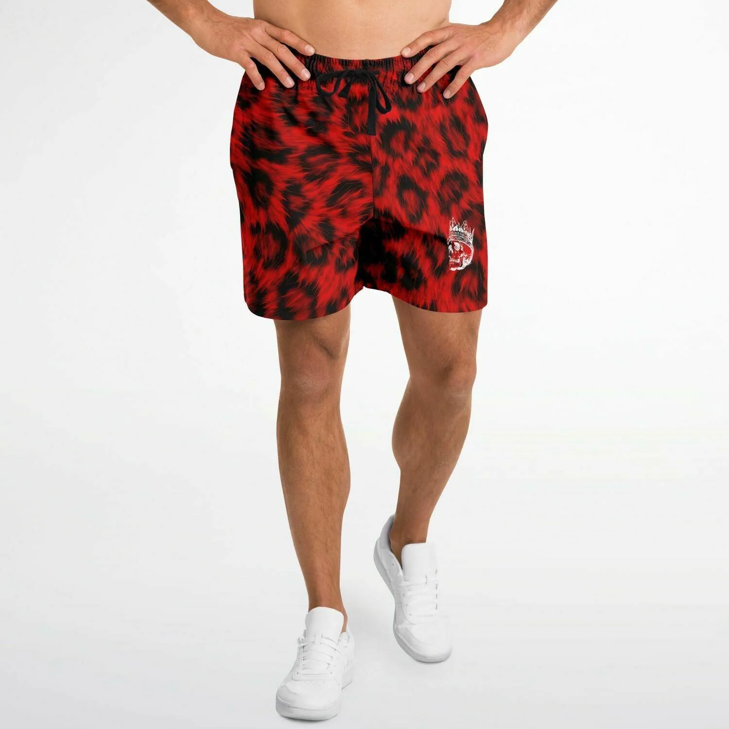 Red Leopard Print Athletic Shorts
