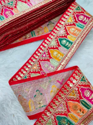 Red Traditional Fancy Embellished Trim