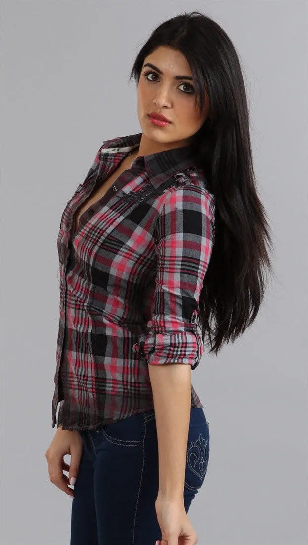 Roar Brandy Button-down in Red