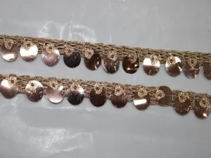 Rose Golden Fancy Sequins Work Trim Lace