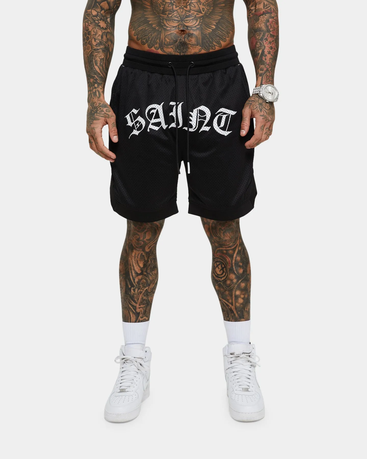 Saint Morta Day Of The Dead Basketball Shorts Black/White