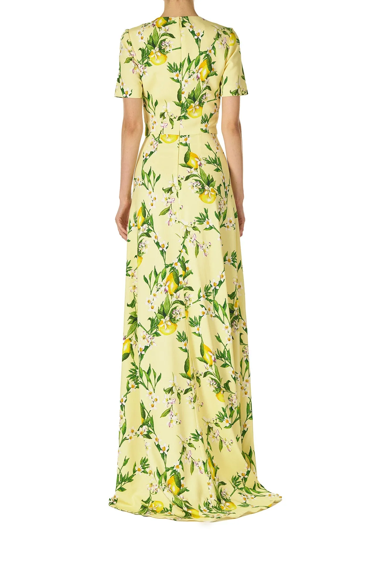 Short Sleeve Lemon Print Gown