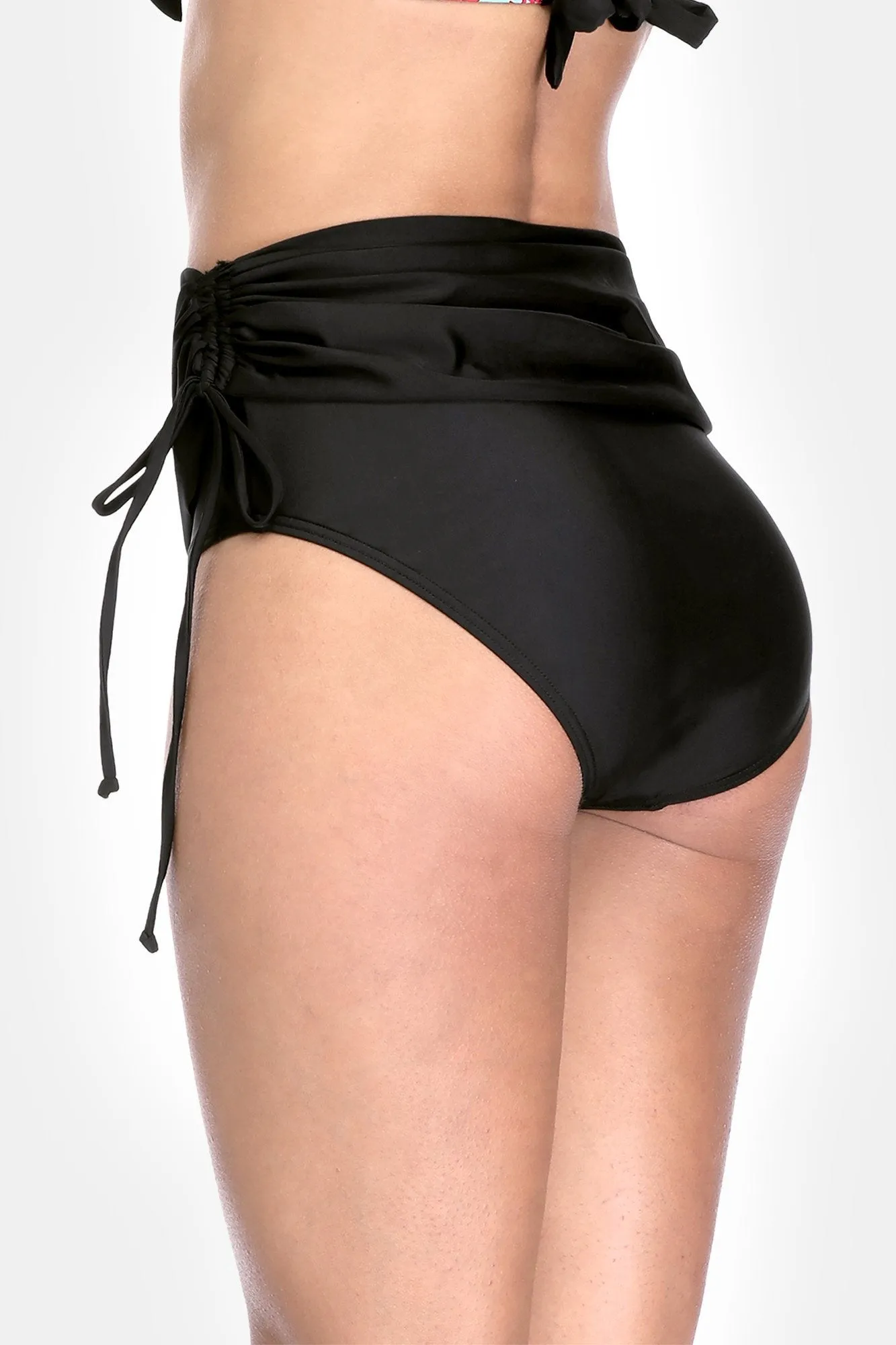 Side Drawstring High Waist Swim Shorts