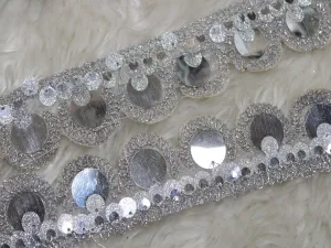 Silver Designer Sequins and Zari Work Embroidered Border