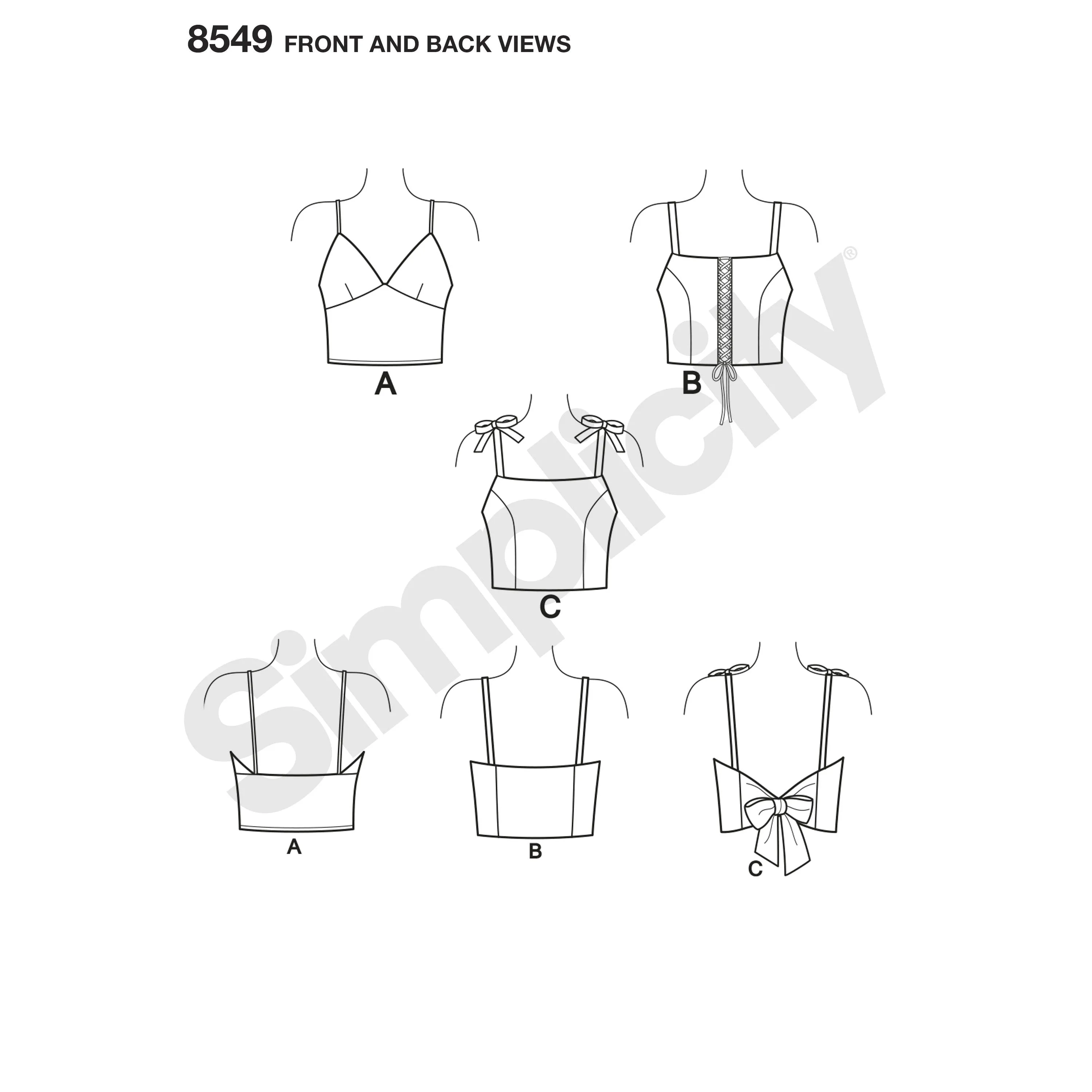 Simplicity Pattern 8549 knit or woven bra tops