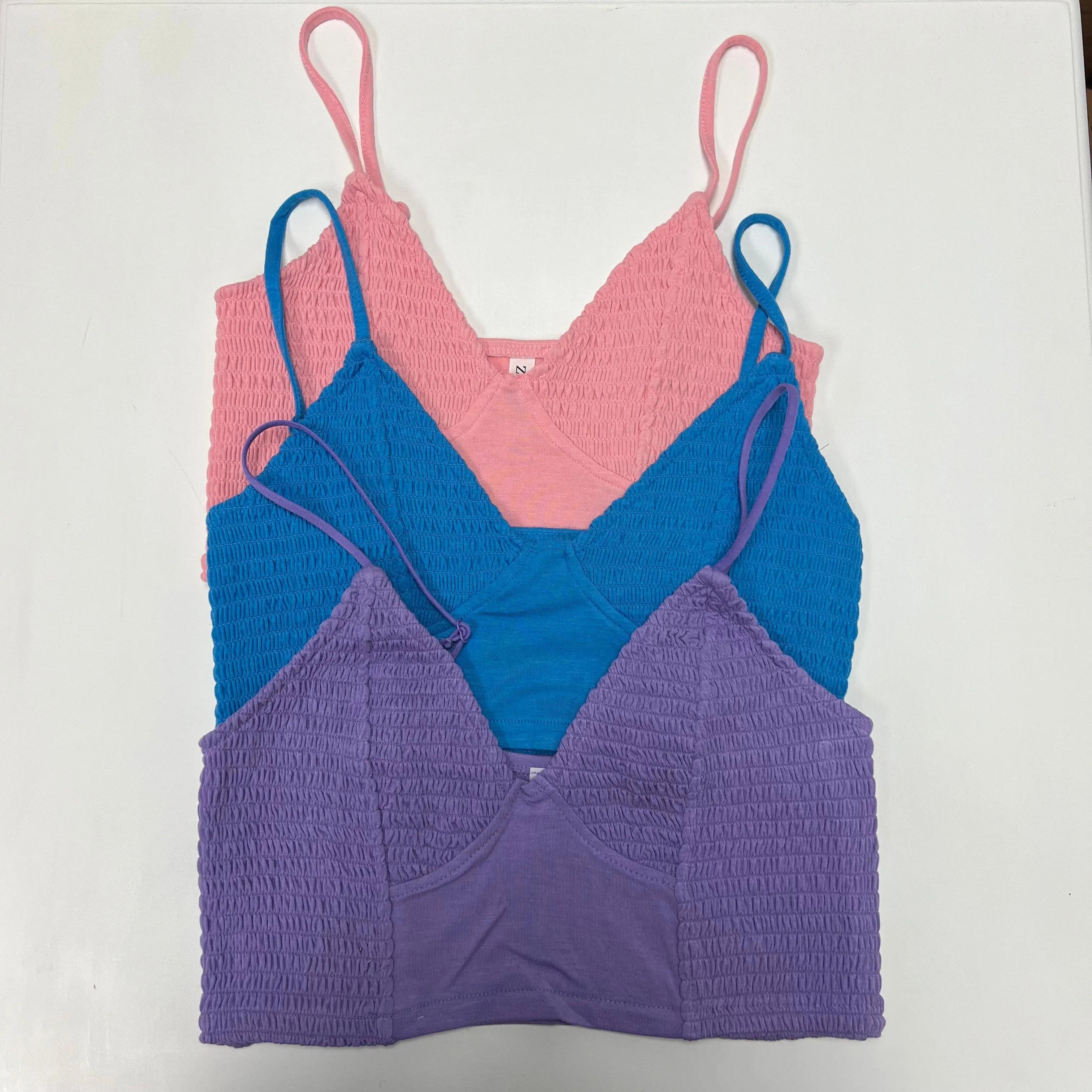 Smocked Triangle Bralette - Lavender