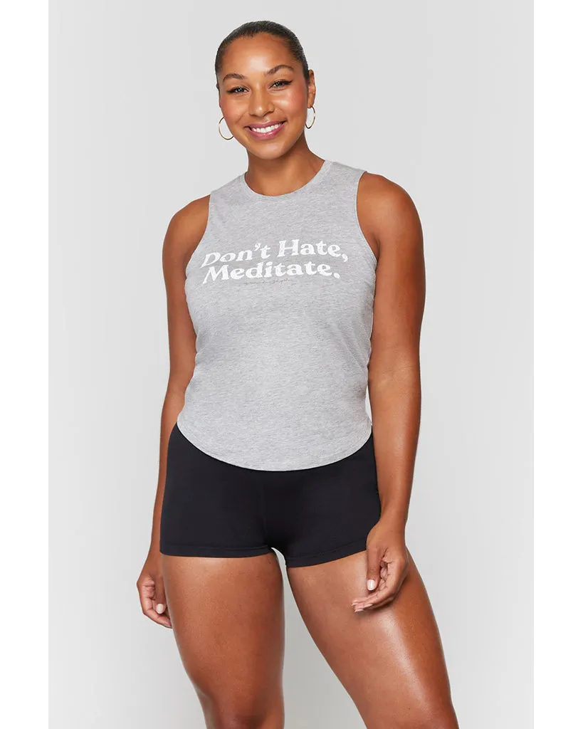 Spiritual Gangster Meditate Muscle Tank - Womens - Heather Grey