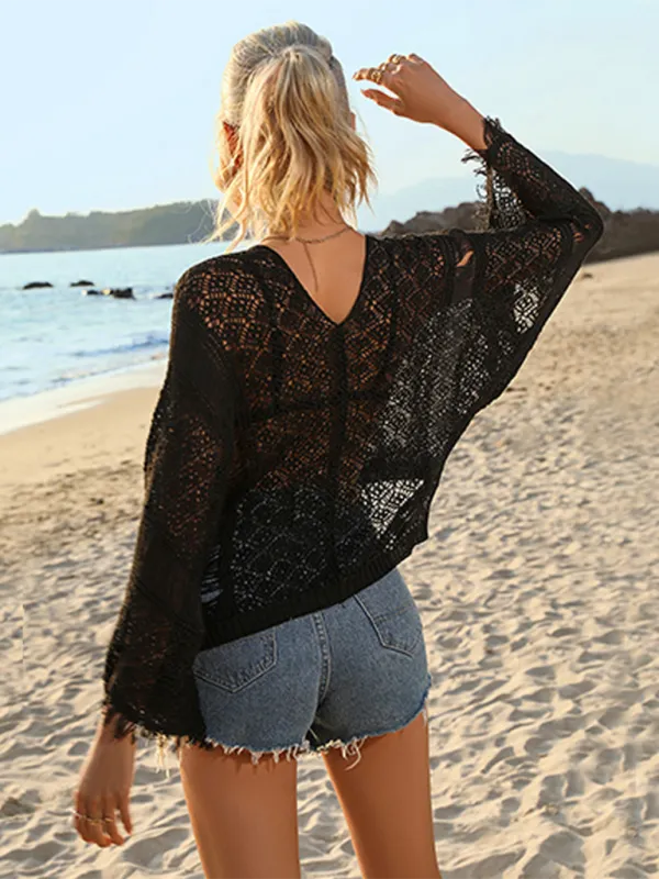 Summer Essential Open Knitting Kimono Cover-Up