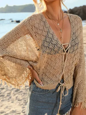 Summer Essential Open Knitting Kimono Cover-Up