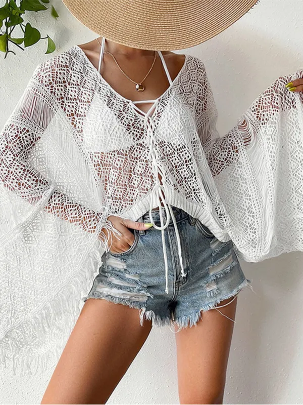 Summer Essential Open Knitting Kimono Cover-Up