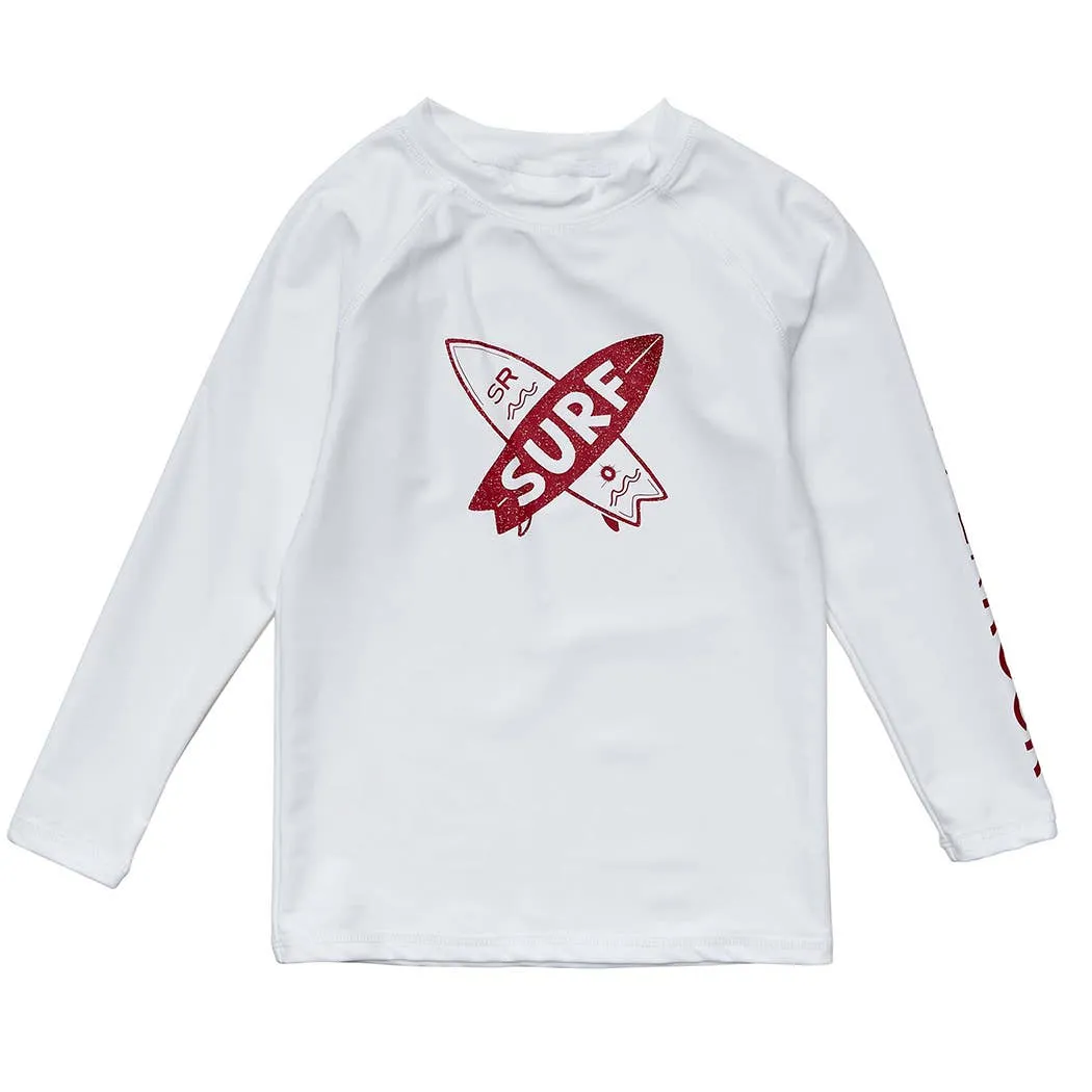 Surf White LS Rash Top