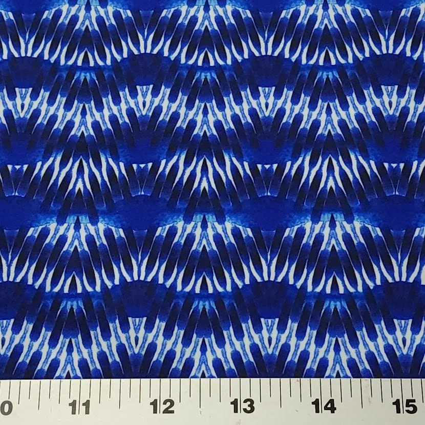 SWIM Fabric: Nylon Spandex Knit, Swimwear Fabric, Wavy Tropical Blue Print. Great Quality For Swimsuit and Activewear. Sold by the 1/2 yard