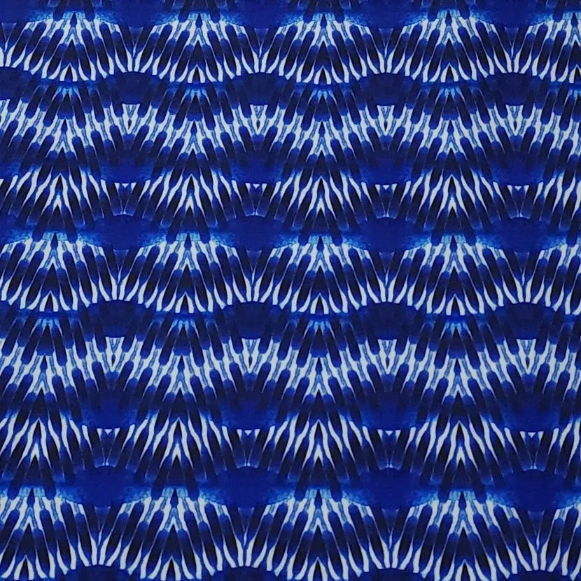 SWIM Fabric: Nylon Spandex Knit, Swimwear Fabric, Wavy Tropical Blue Print. Great Quality For Swimsuit and Activewear. Sold by the 1/2 yard