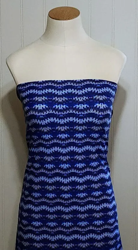 SWIM Fabric: Nylon Spandex Knit, Swimwear Fabric, Wavy Tropical Blue Print. Great Quality For Swimsuit and Activewear. Sold by the 1/2 yard
