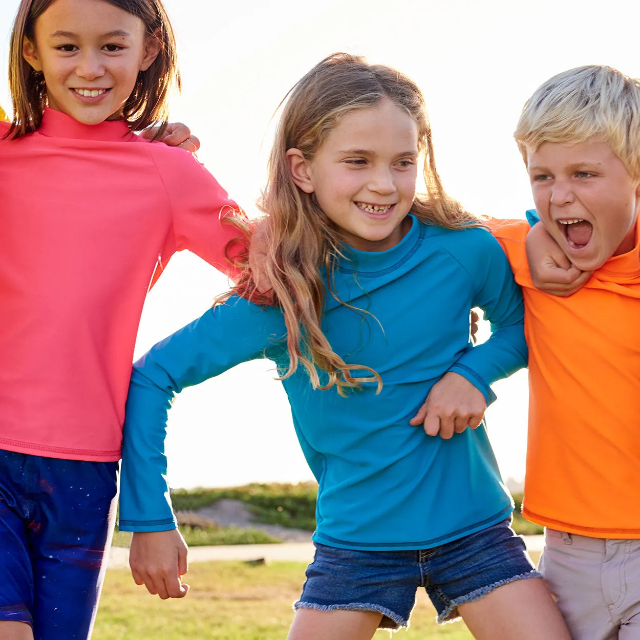 Teal Kids Long Sleeve Rash Guard Top UPF 50 