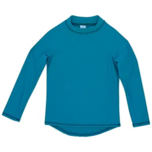Teal Kids Long Sleeve Rash Guard Top UPF 50 