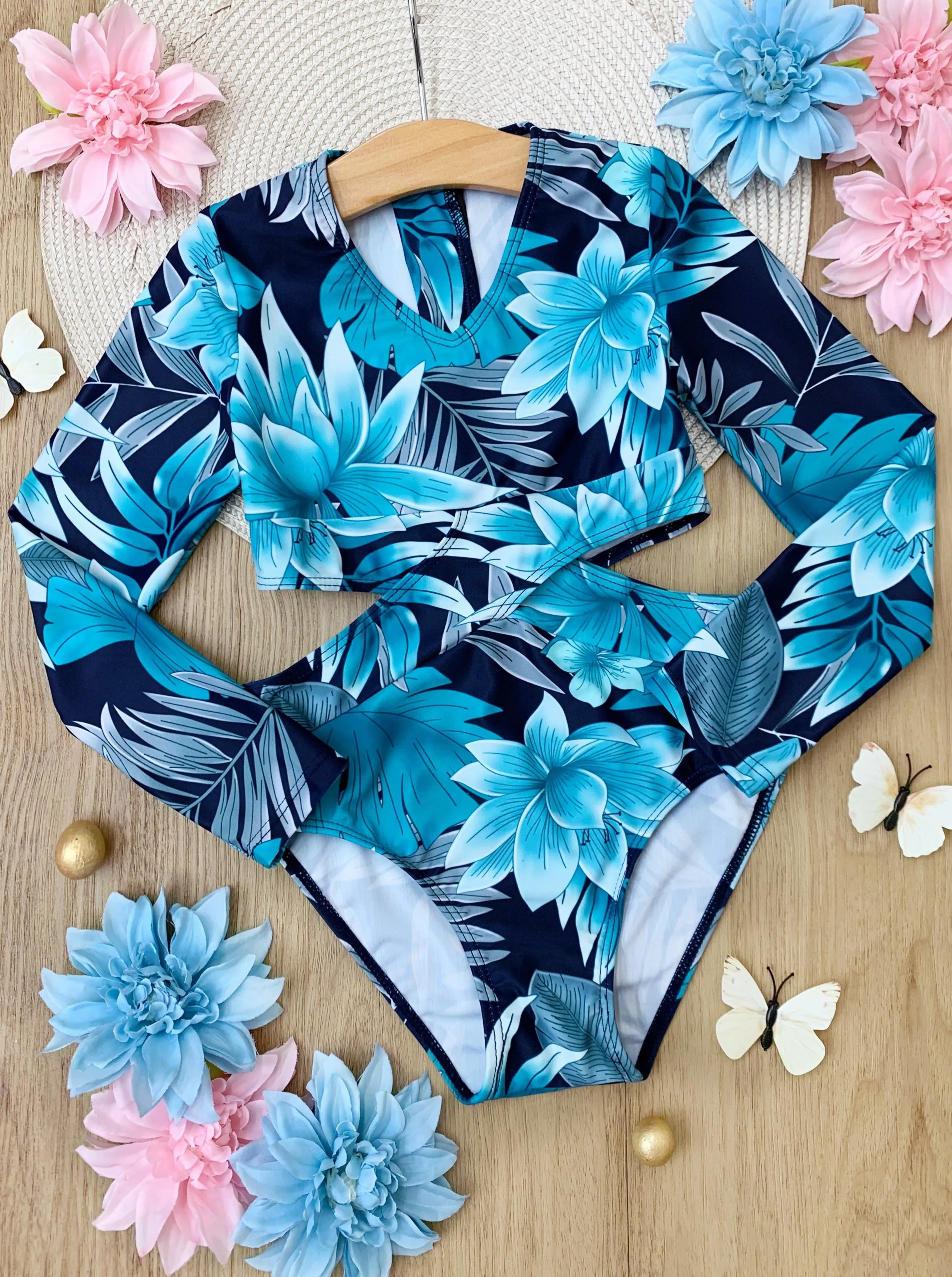 Tropical Breeze Rash Guard Swimsuit