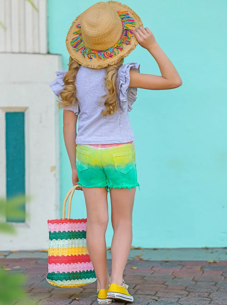 Tropical Kitten Ombre Denim Short Set