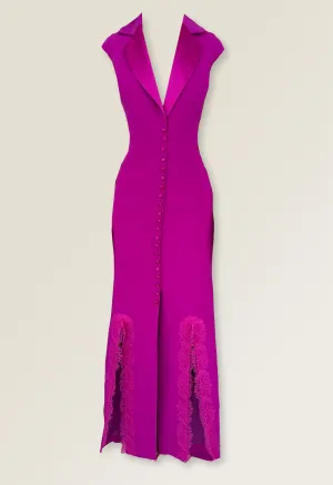 Tuxedo dress in crepe and lace