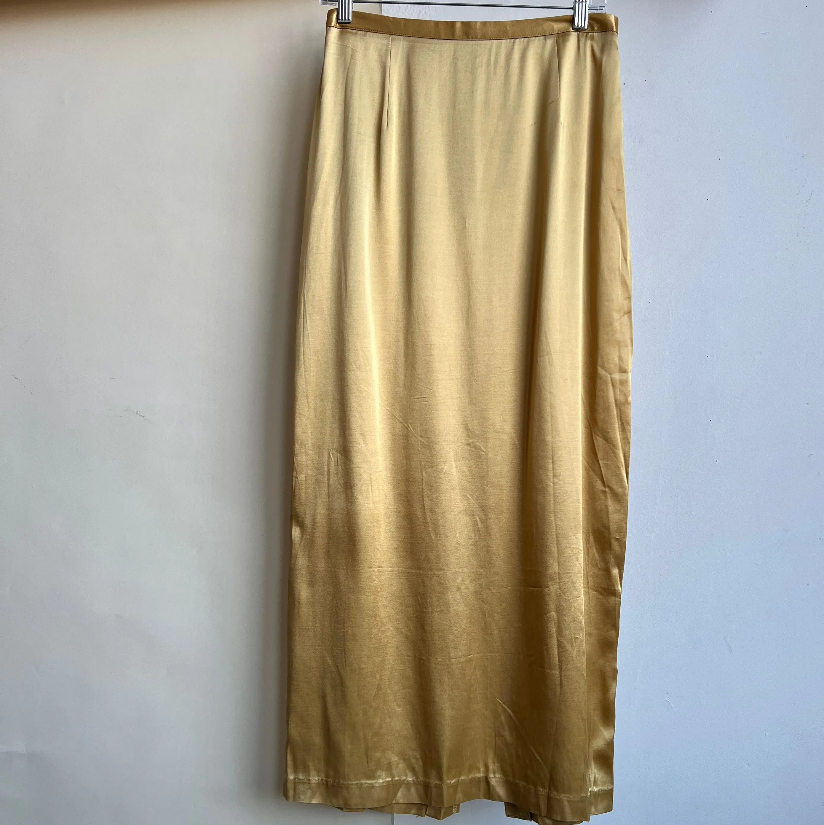 Vintage 90s gold satin maxi skirt (M)