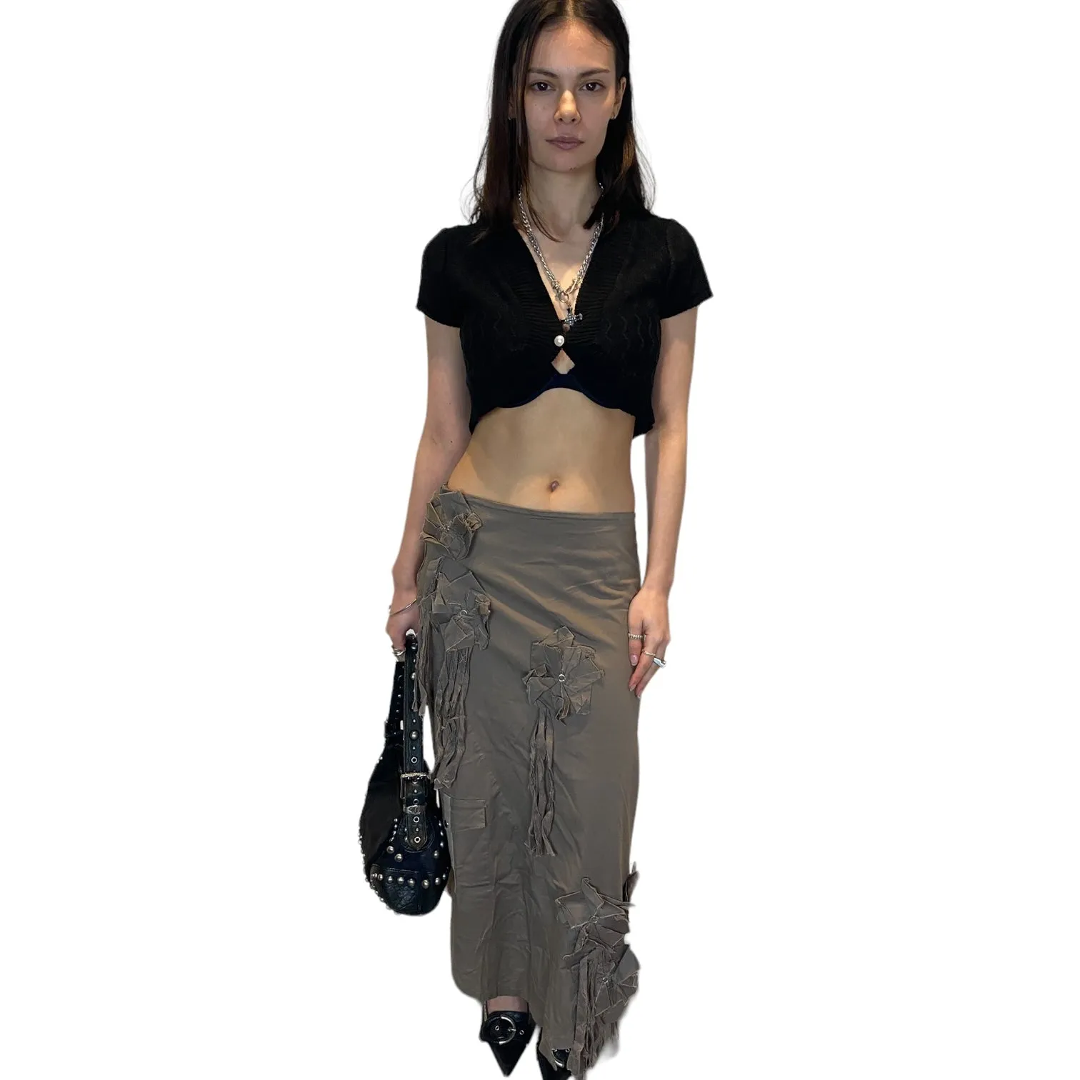 Vintage 90s Grunge Ruffle Floaty Maxi Skirt