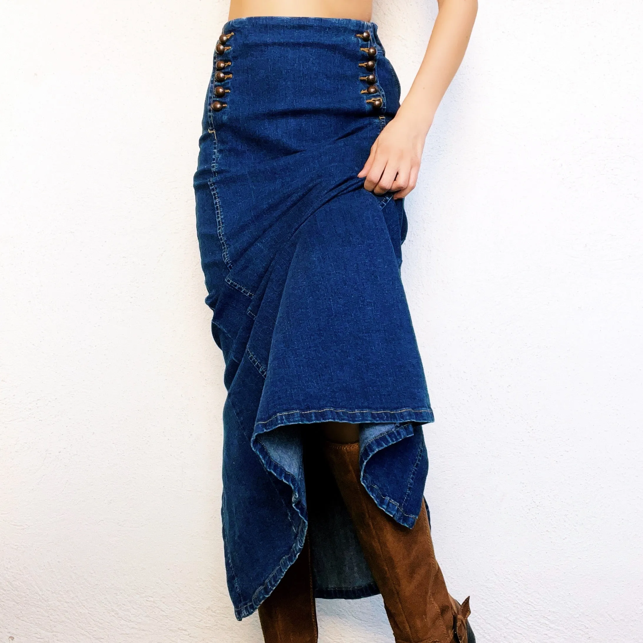 Vintage Denim Maxi Skirt