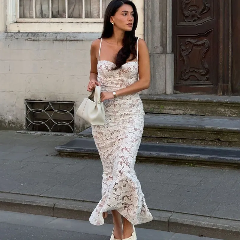 Vvsha Mireille Lace Maxi Dress