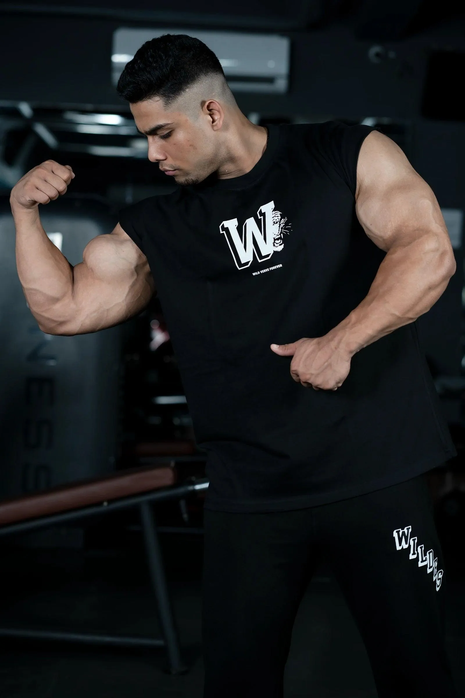 W TIGER FURY MUSCLE TEE (BLACK)