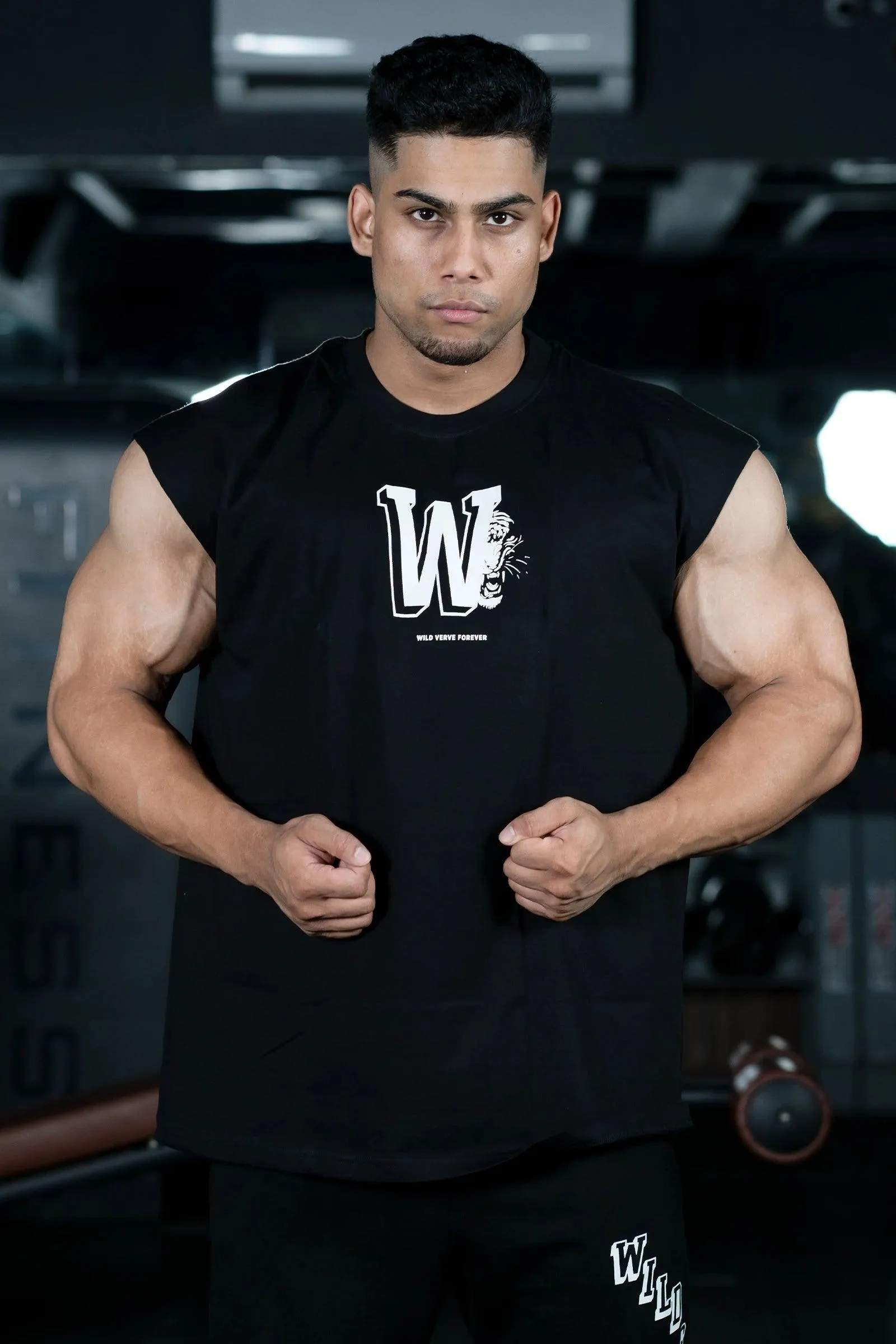 W TIGER FURY MUSCLE TEE (BLACK)