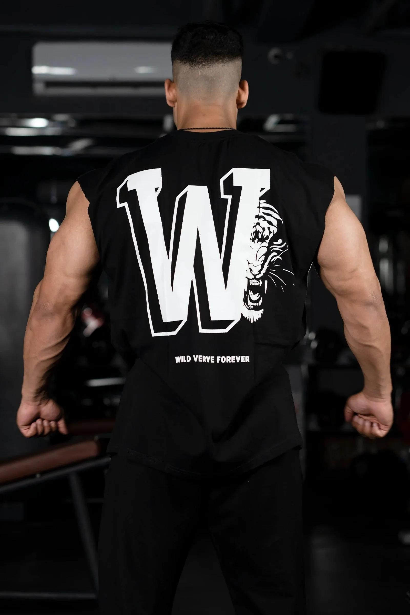 W TIGER FURY MUSCLE TEE (BLACK)